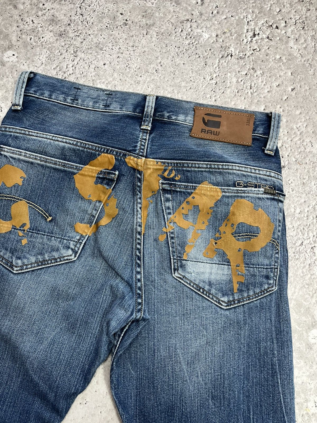 G-Star G-Star RAW Custom Big Logo Denim Jeans Distressed Blue Size US 29 - 5 Thumbnail