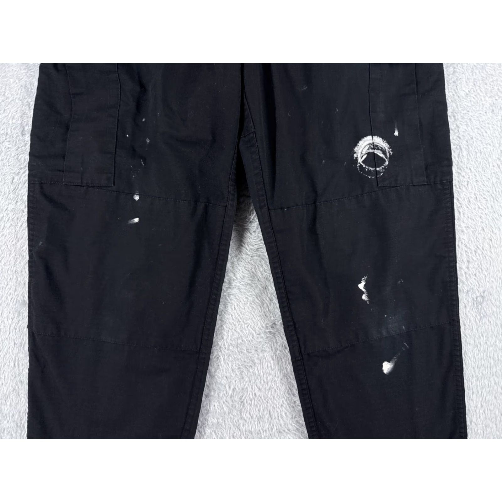 Vintage Galls Cargo Pants Mens Regular Black Cotton Canvas Cargo Pocket Relaxed Straight 30in Inseam 34in Waist Baggy Workwear Military Style Trousers Size US 31 - 3 Thumbnail