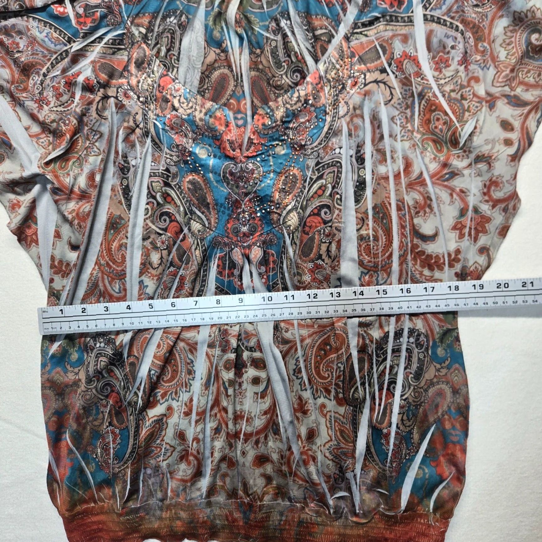 Apt. 9 Apt. 9 Shirt Tunic Multicolor Geometric Short Sleeve V-Neck Pullover Adult Women M Regular Size M / US 6-8 / IT 42-44 - 4 Thumbnail