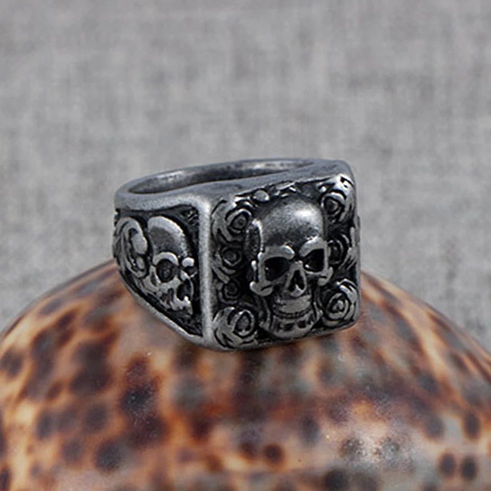 Jewelry Creative Unique Rose Skull Ring Size ONE SIZE - 2 Thumbnail