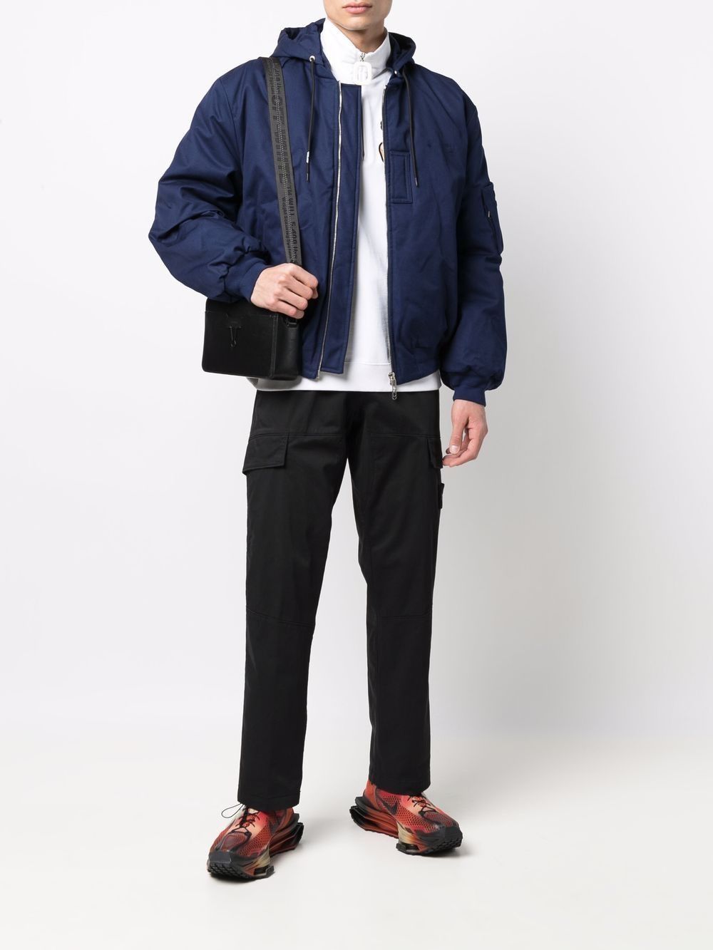 Off-White o1y0225 Bomber Hooded Jacket in Navy Blue Size US M / EU 48-50 / 2 - 5 Thumbnail