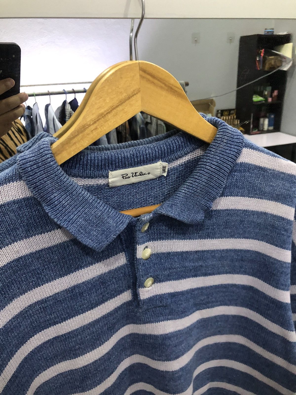 Aran Isles Knitwear × Japanese Brand Vintage Pro Varlia Striped Knit Polo Jumper Size US M / EU 48-50 / 2 - 4 Thumbnail