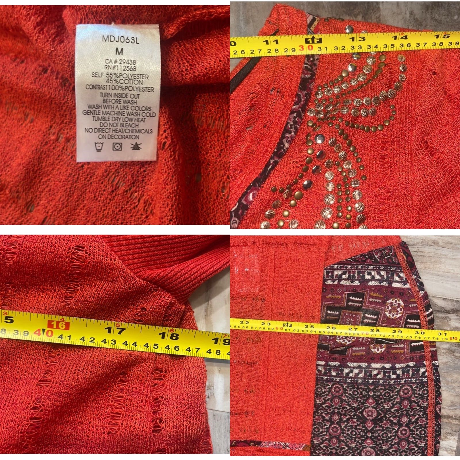 Miss Me Miss Me Embellished Cardigan Shirt Rust XS? NoSizeM Women’s? (Cannot determine size from given) Size M / US 6-8 / IT 42-44 - 9 Thumbnail