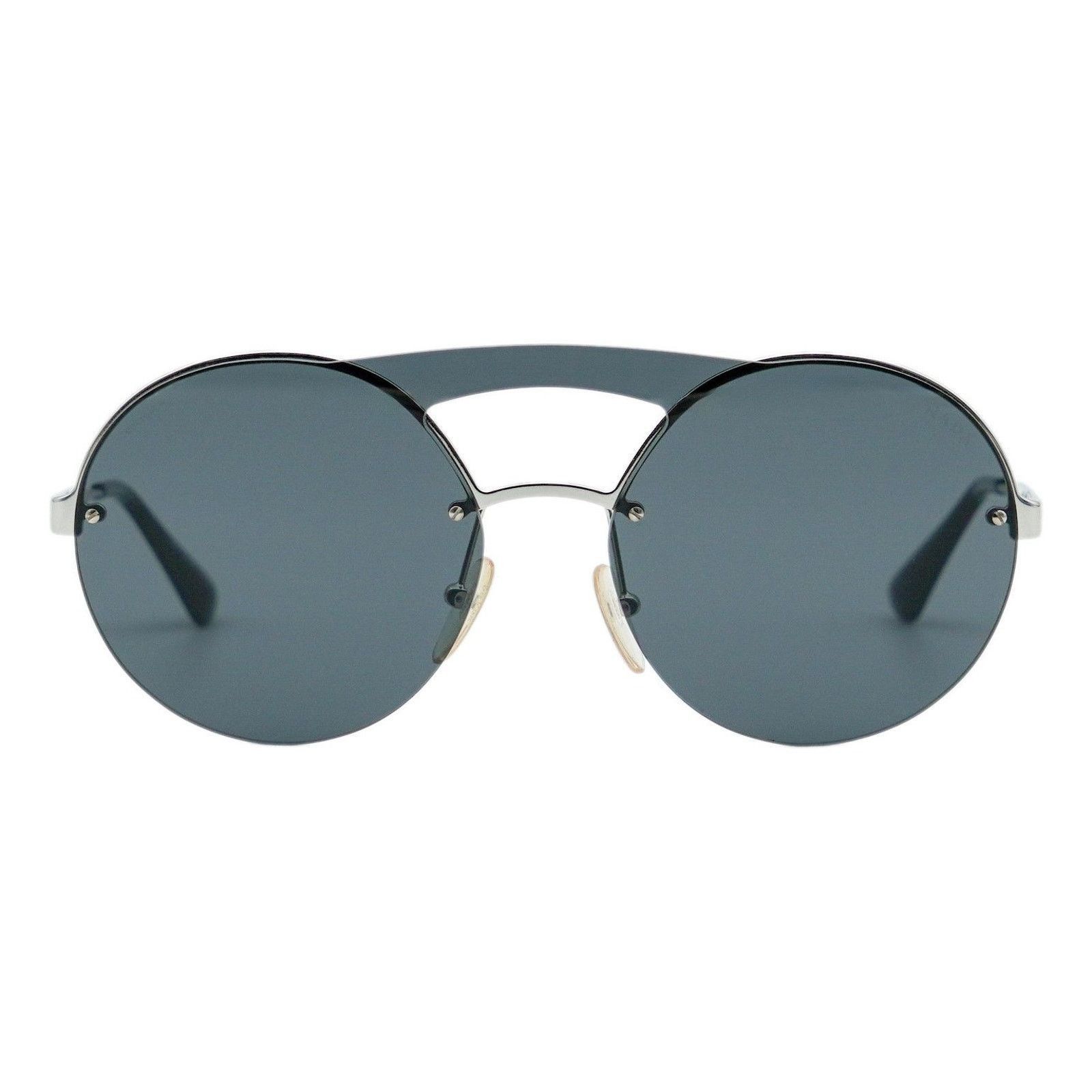 Prada Prada SPR 65T Round Double Bridge Silver Logo Sunglasses Size ONE SIZE - 2 Thumbnail
