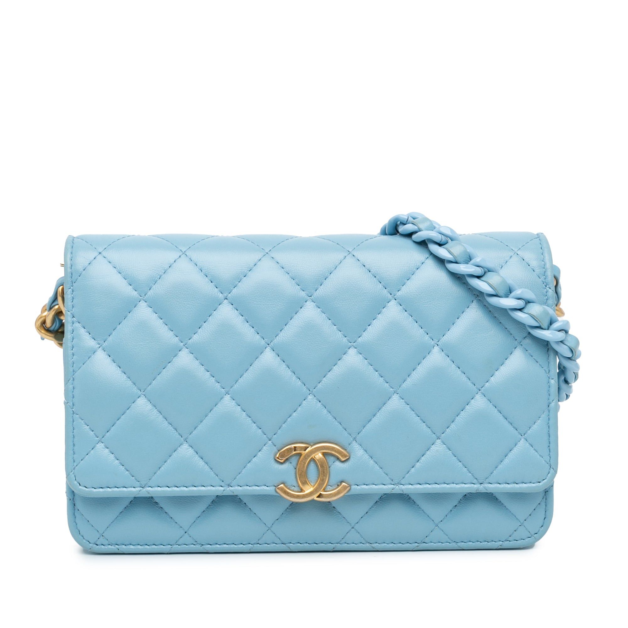 Chanel Chanel Quilted Lambskin Candy Chain Wallet on Chain Blue Size ONE SIZE - 1 Thumbnail
