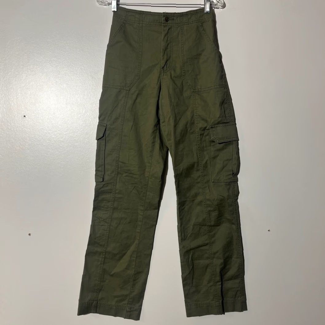 Abercrombie & Fitch Abercrombie & Fitch Curve Love Olive Green Straight Cargo Pants Women 25 Regular Green 25 Womens Cargo Pants Size 42" / US 20 - 2 Thumbnail