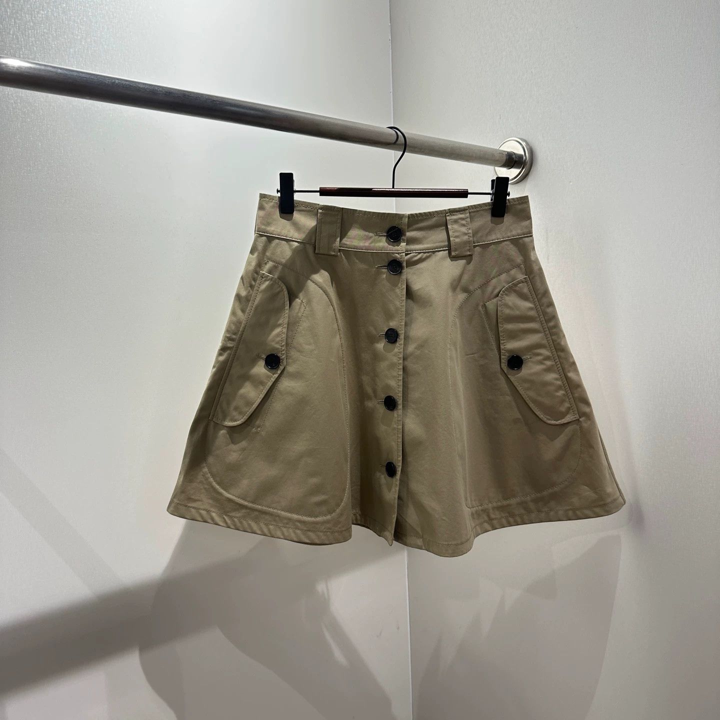 Christian Dior Monsieur Christian Dior may418 khaki A-line cotton skirt 36 Size 26" / US 2 / IT 38 - 1 Thumbnail