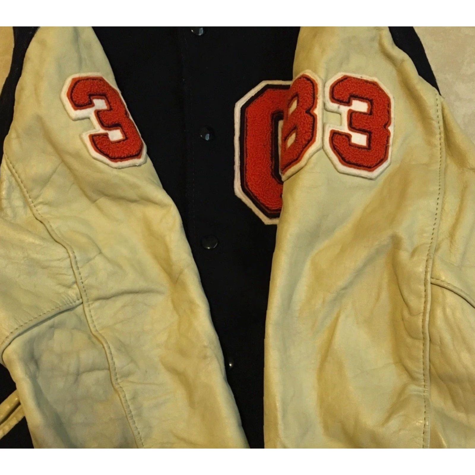 Vintage Vtg 80s Faded Varsity Letterman Jacket 42 USA School Football Track PE Grunge 70 Size US XS / EU 42 / 0 - 6 Thumbnail