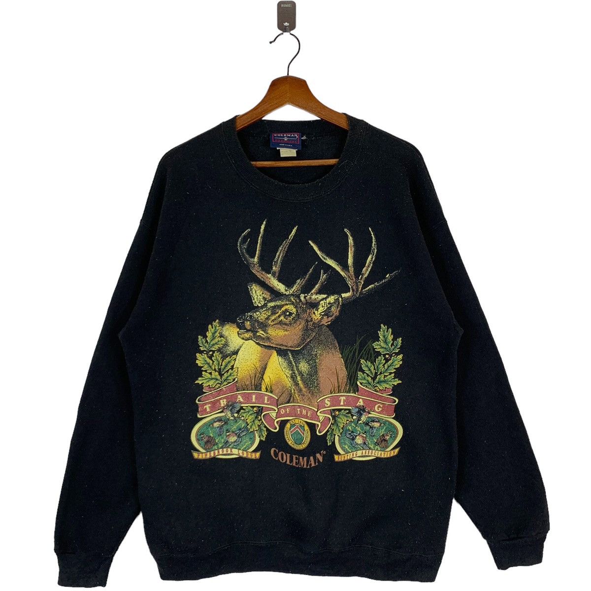 image of Vintage 90's Coleman Moose Outdoors Trail Of The Stag in Black, Men's (Size Large)
