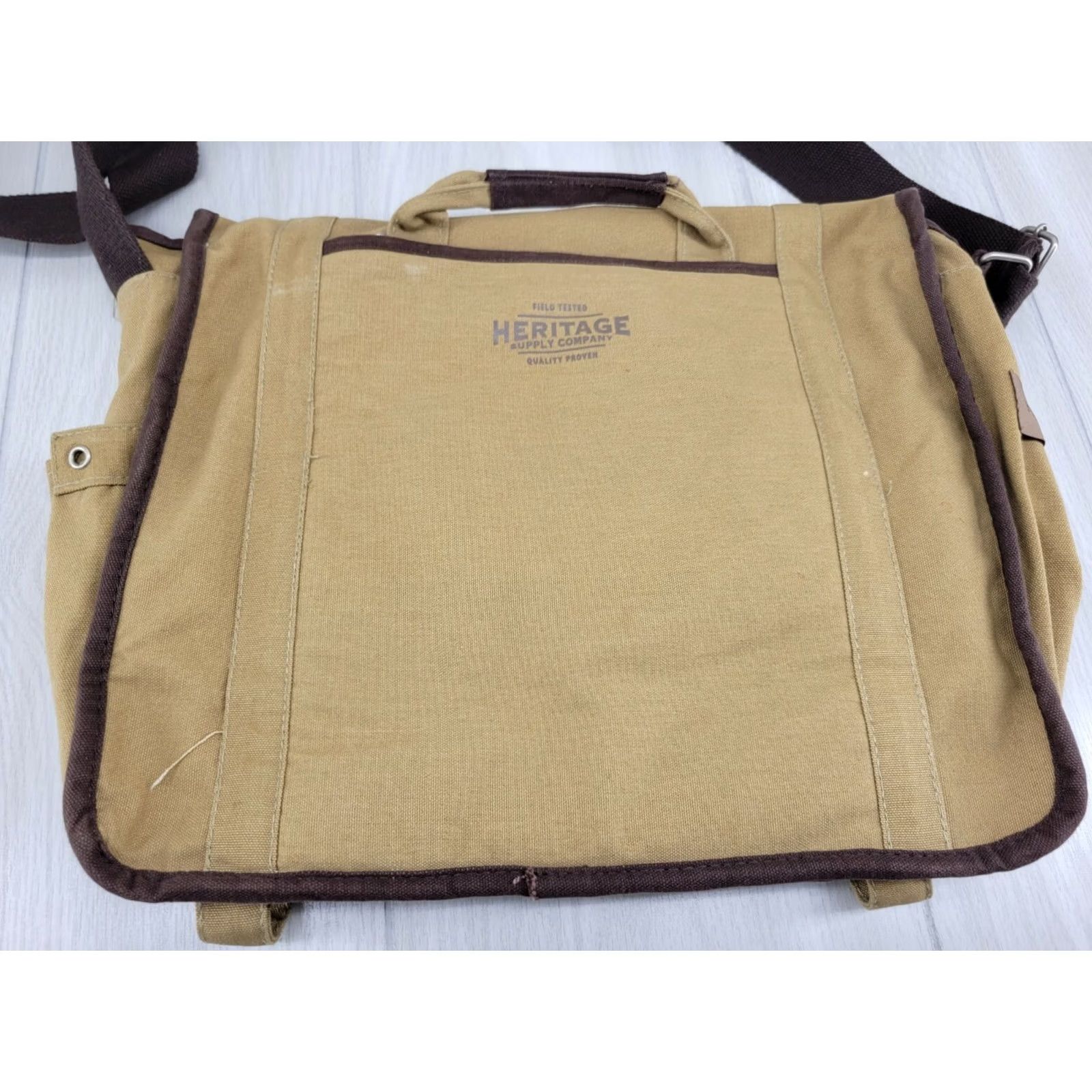 Vintage Heritage Supply Company Laptop Shoulder Bag Tan 3M Safety Alabama Bag, Brown, Large, Men, Crossbody, Casual Travel Workwear Size ONE SIZE - 6 Thumbnail