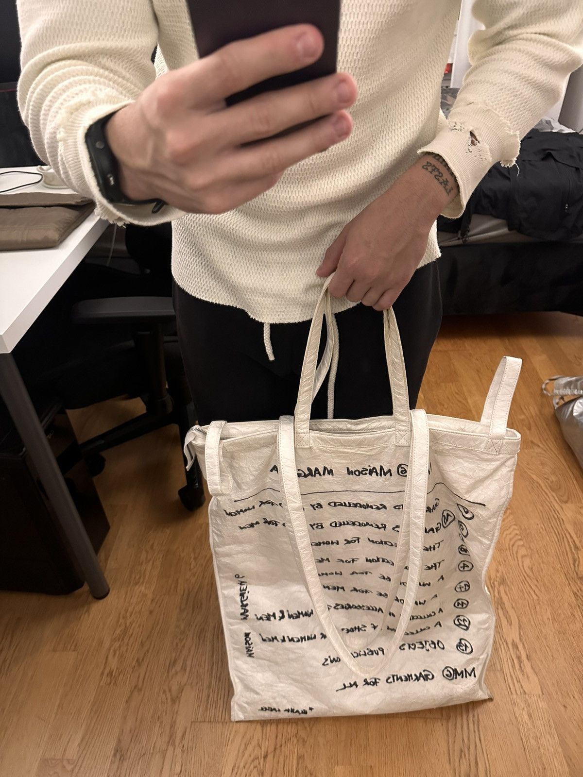 MM6 MM6 XXL Crinkle Tote Bag Size ONE SIZE - 5 Thumbnail
