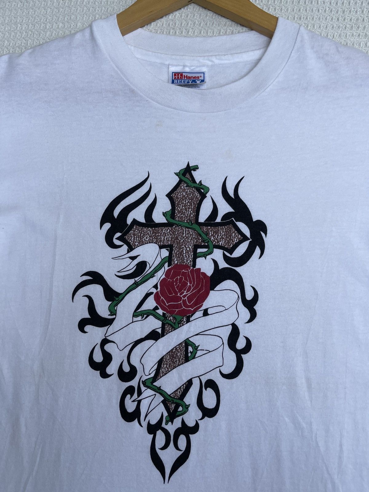 If Six Was Nine × Vintage Last Drop🔥Rare🔥Vintage 90s Jesus Cross T-Shirt Size US M / EU 48-50 / 2 - 8 Thumbnail