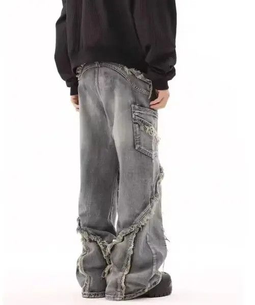 Ring Of Fire Retro ruined whiskering design washed distressed jeans Size US 32 / EU 48 - 3 Thumbnail
