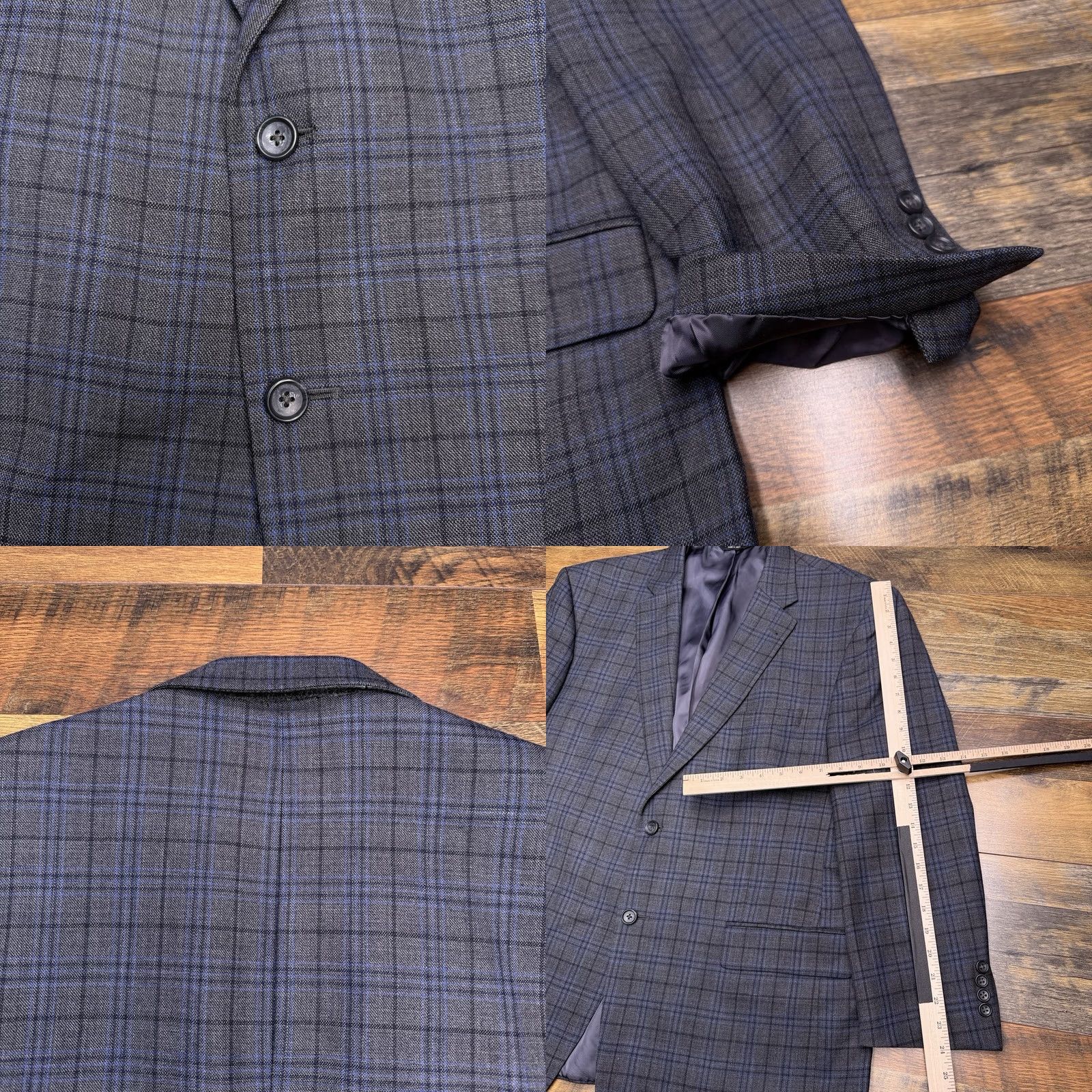 Jos. A. Bank Jos. A. Bank Signature Blazer 46R Gray Plaid Sport Coat Blazer Men Regular Wool Notch Lapel Double-Vented 2-Button Front Dry Clean Only Size 46R - 8 Thumbnail