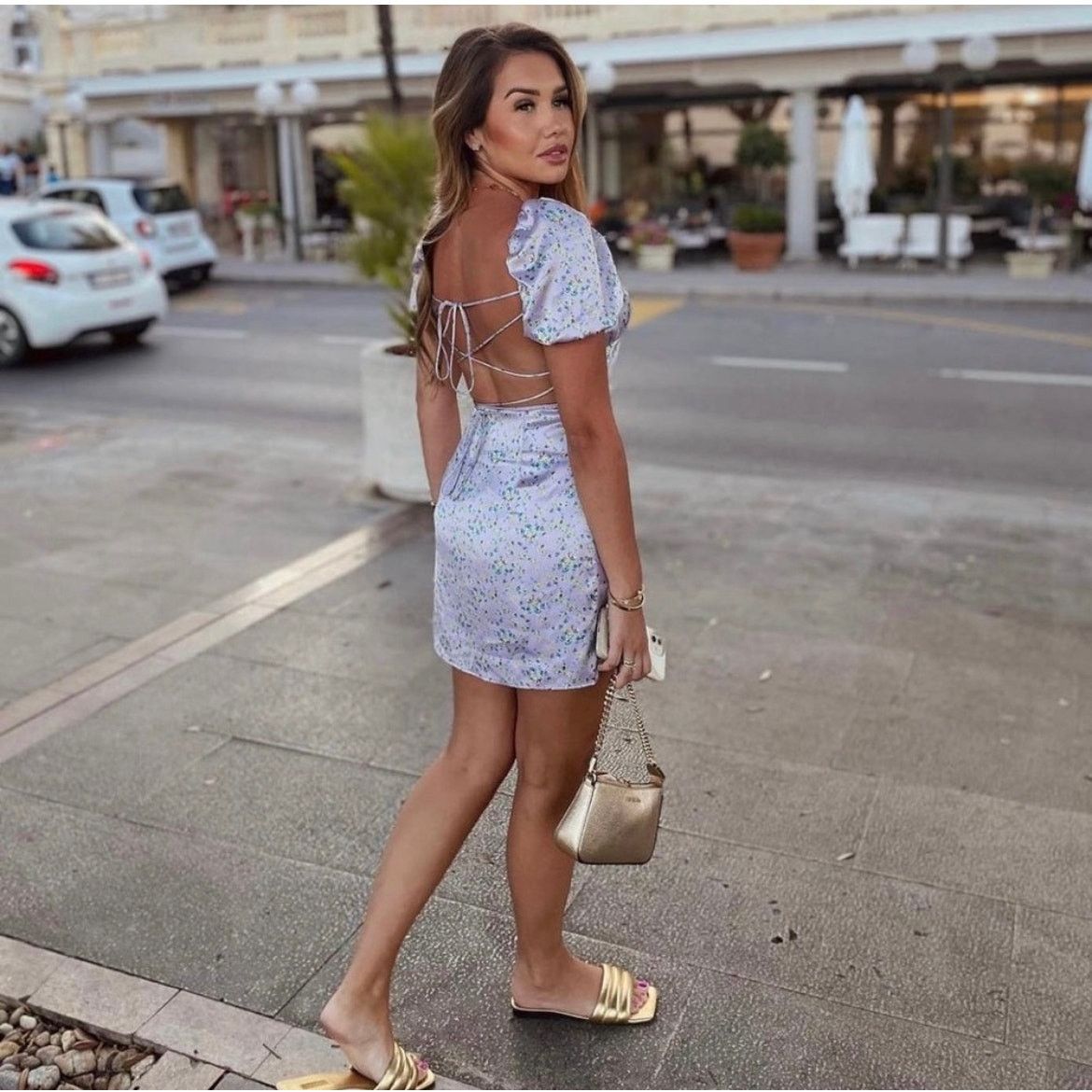 Zara ZARA BLOGGER FAVORITE SATIN EFFECT PRINT DRESS MAUVE Size XS / US 0-2 / IT 36-38 - 3 Thumbnail