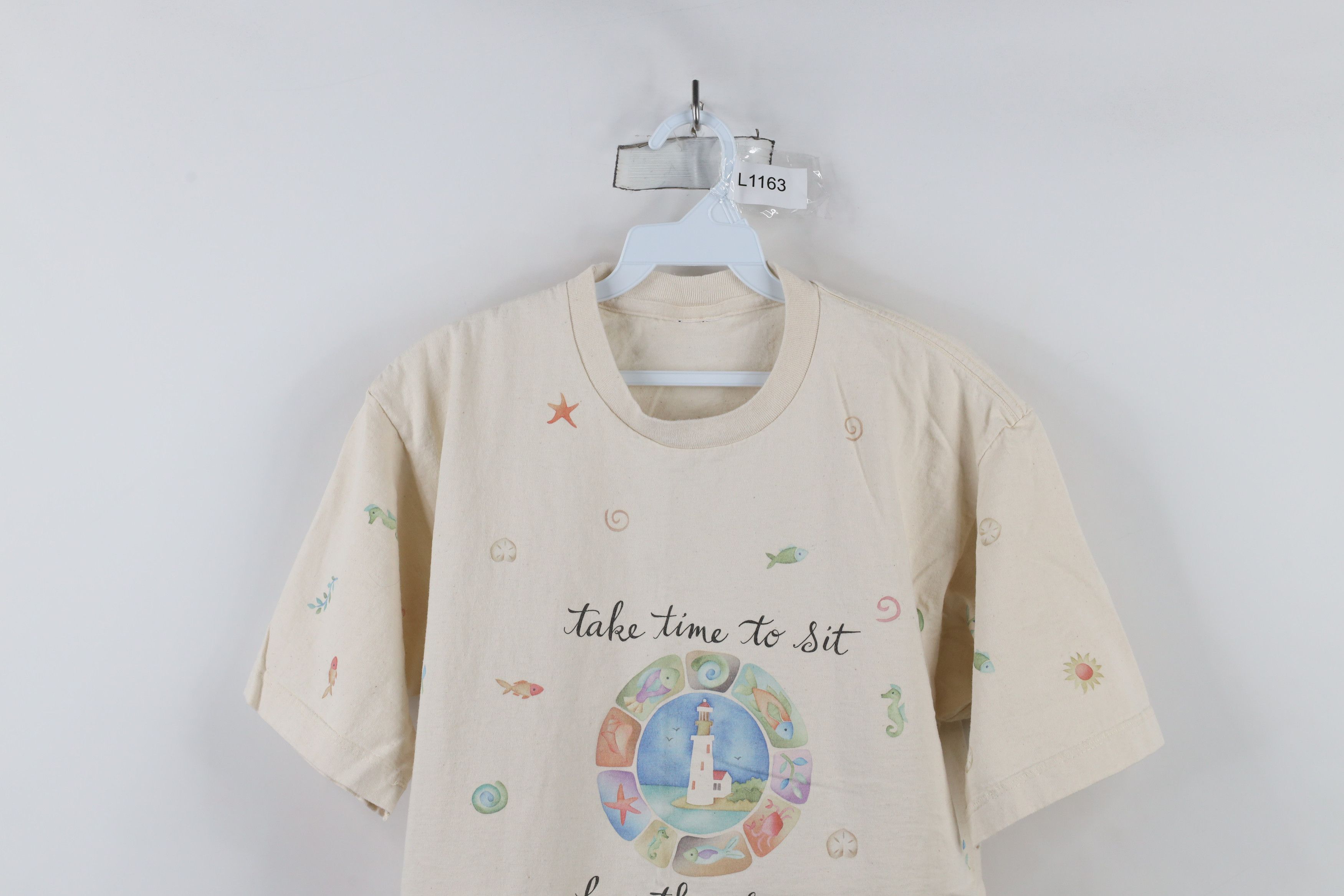 Vintage Vintage 90s Streetwear Take Time To Sit By The Sea T-Shirt Size L / US 10 / IT 46 - 2 Thumbnail