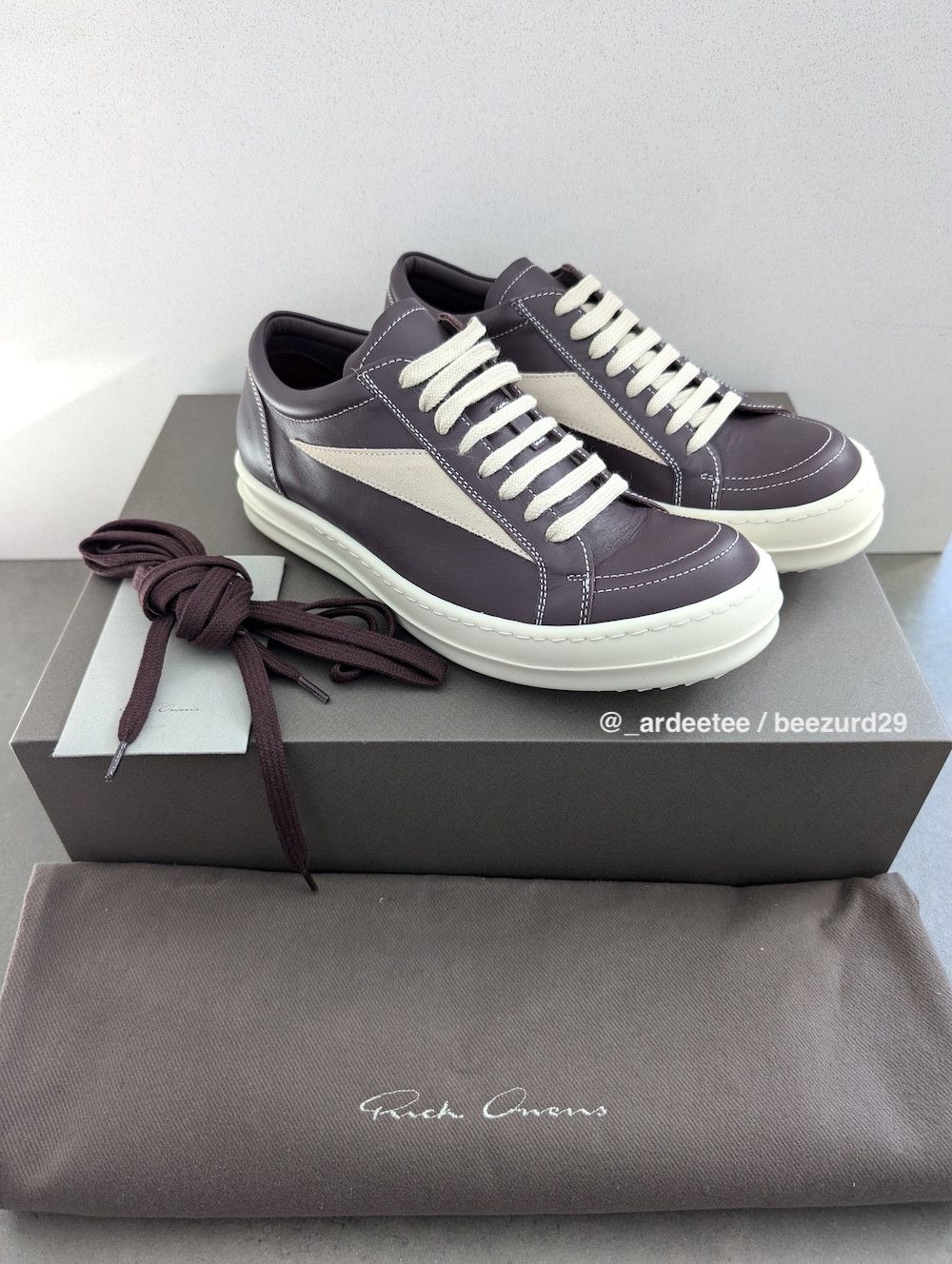 Rick Owens *NEW* AMETHYST LEATHER VINTAGE SNEAKERS VANS LUXOR FW23 Size US 7 / IT 37 - 1 Thumbnail