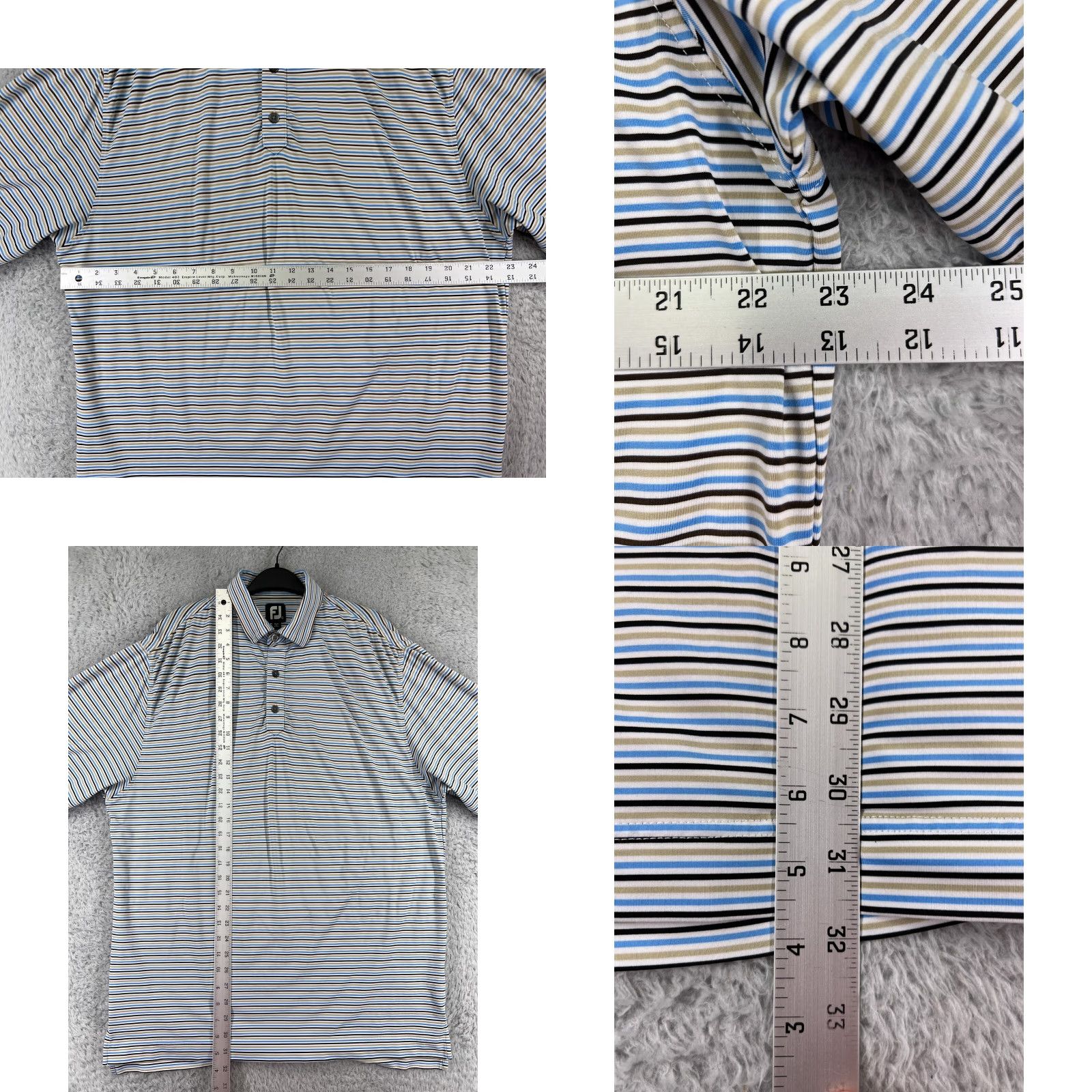 Footjoy FootJoy Polo Shirt Men L Blue Striped Polo Shirt Lightweight Polyester Size US L / EU 52-54 / 3 - 9 Thumbnail