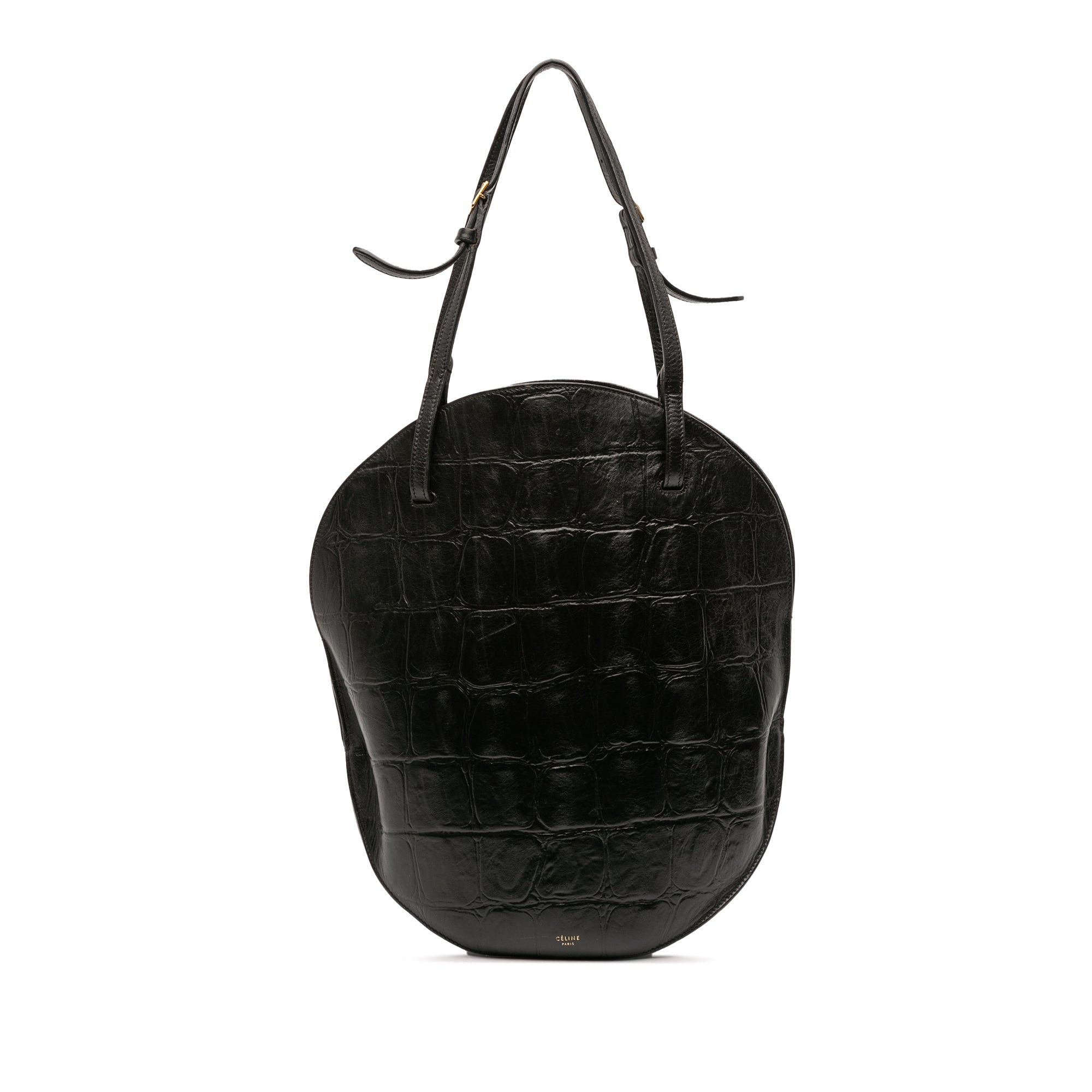 Celine Croc Embossed Leather Curved Shoulder Bag Size ONE SIZE - 1 Thumbnail