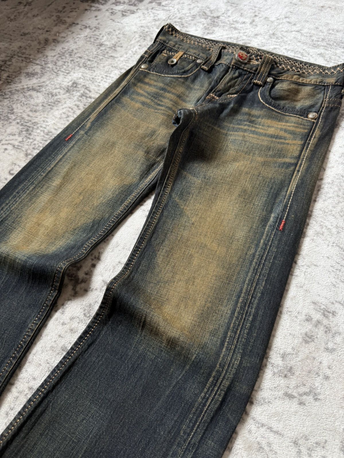 If Six Was Nine Edwin 515 Heavy Mud Washed Over stitch Flared Jeans Size US 28 / EU 44 - 4 Thumbnail