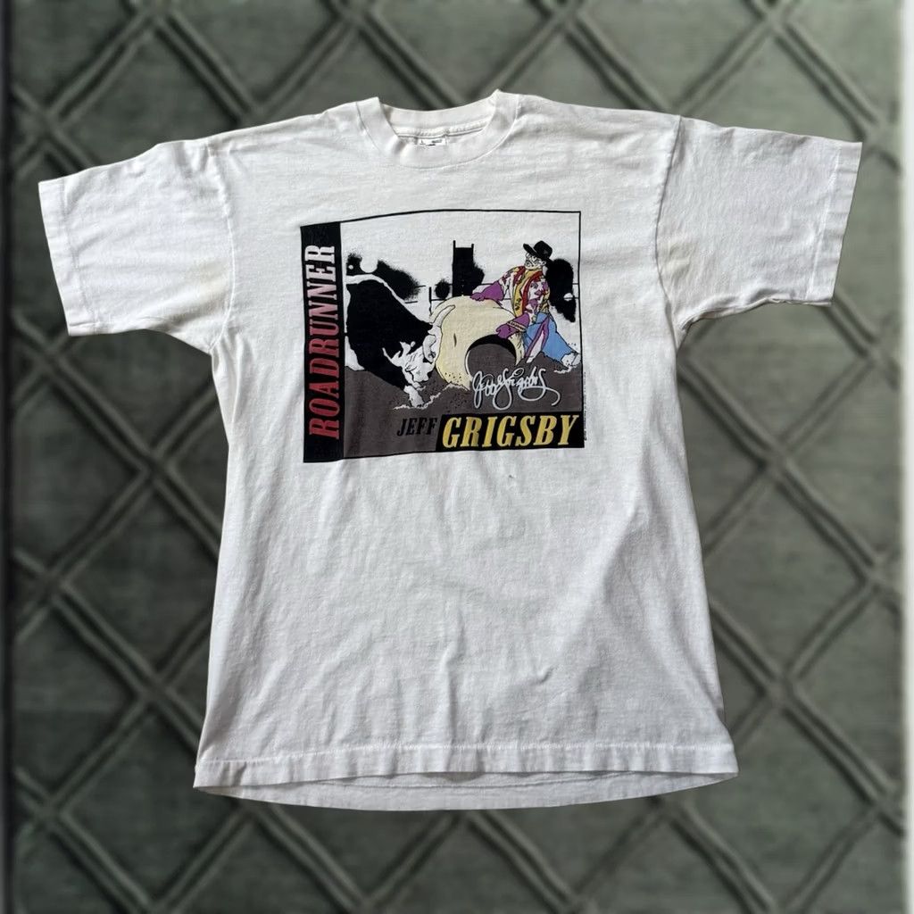 Fruit Of The Loom VINTAGE 90s Fruit of the Loom Jeff Grigsby Roadrunner Shirt Large Rodeo Clown PRCA Bullfighter Mens Size US L / EU 52-54 / 3 - 1 Thumbnail