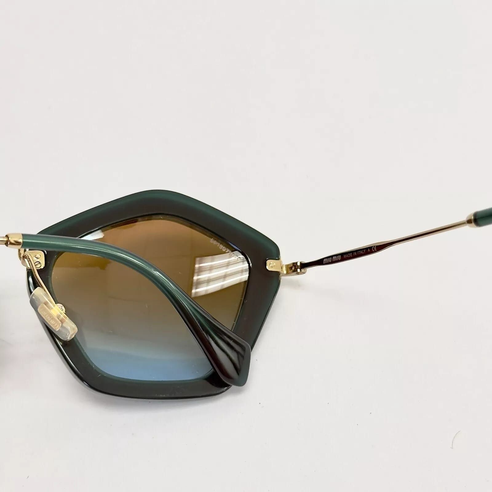 Miu Miu MIU MIU CULTE 06O Turquoise Green Suede Sunglasses MU06OS Size ONE SIZE - 5 Thumbnail