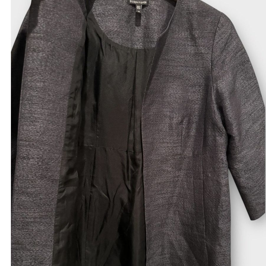 Eileen Fisher Eileen Fisher Iridescent Grain Jacquard Silk Linen Coat (S) Size S / US 4 / IT 40 - 3 Thumbnail