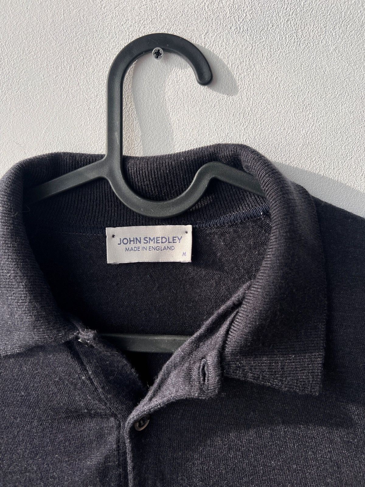 John Smedley John Smedley Grey/Navy Knit Wool Polo Shirt Size M England Size US M / EU 48-50 / 2 - 6 Thumbnail