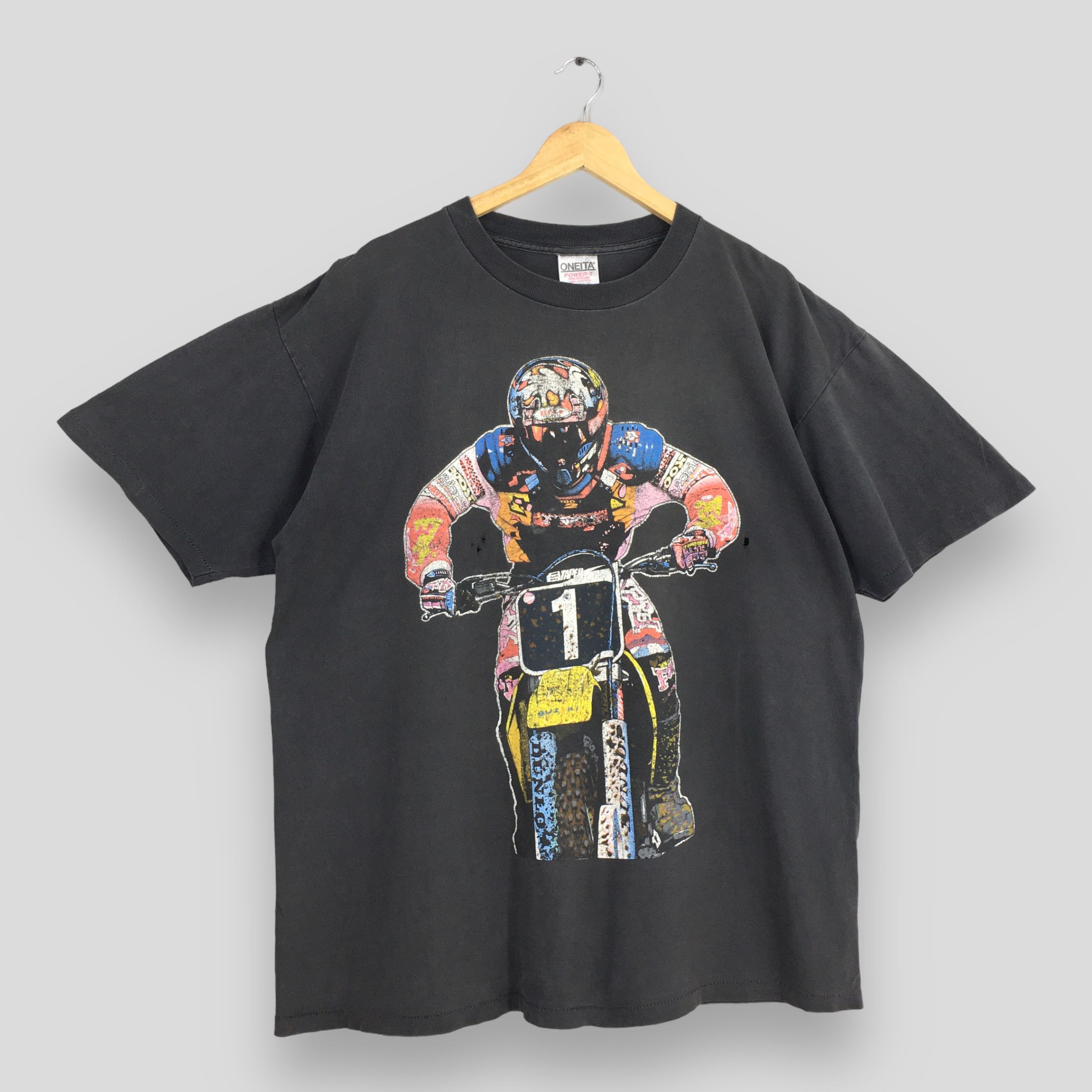 Image of Camel x Fox Racing Vintage 90's Fox Racing Team Motocross Tshirt Xlarge in Black, Men's