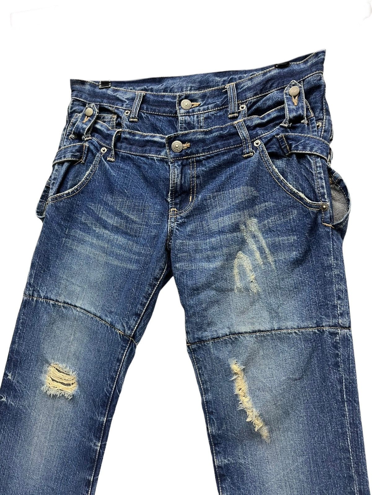 Le Grande Bleu (L.G.B.) × PPFM × Seditionaries FYE RARE🔥PPFM Punk Real Double Waist Ripped Unique Design💥 Size US 31 - 2 Thumbnail