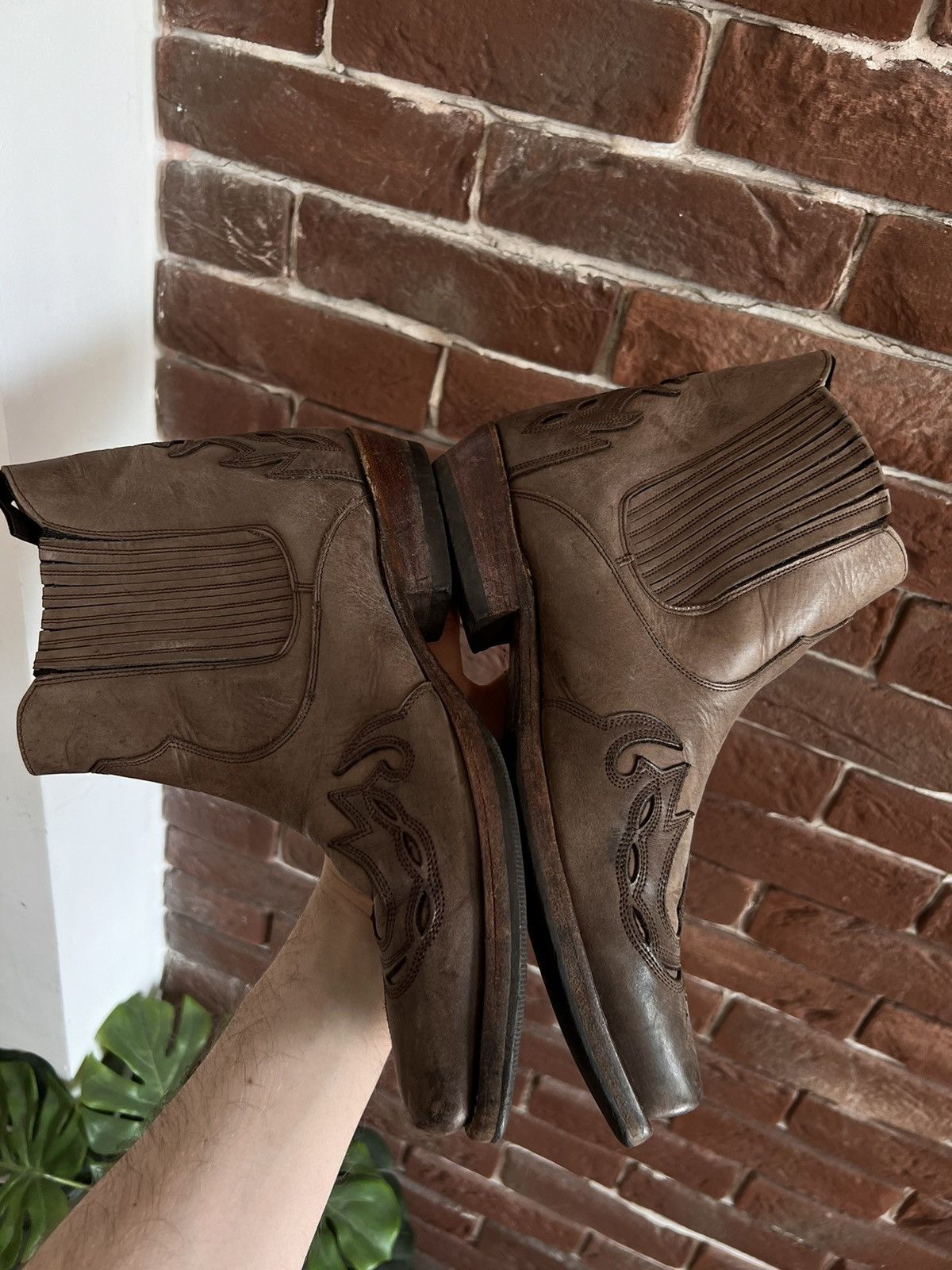 Handmade Vintage Sancho Genuine Leather Brown Western Cowboy Boots Size US 7 / EU 40 - 12 Thumbnail
