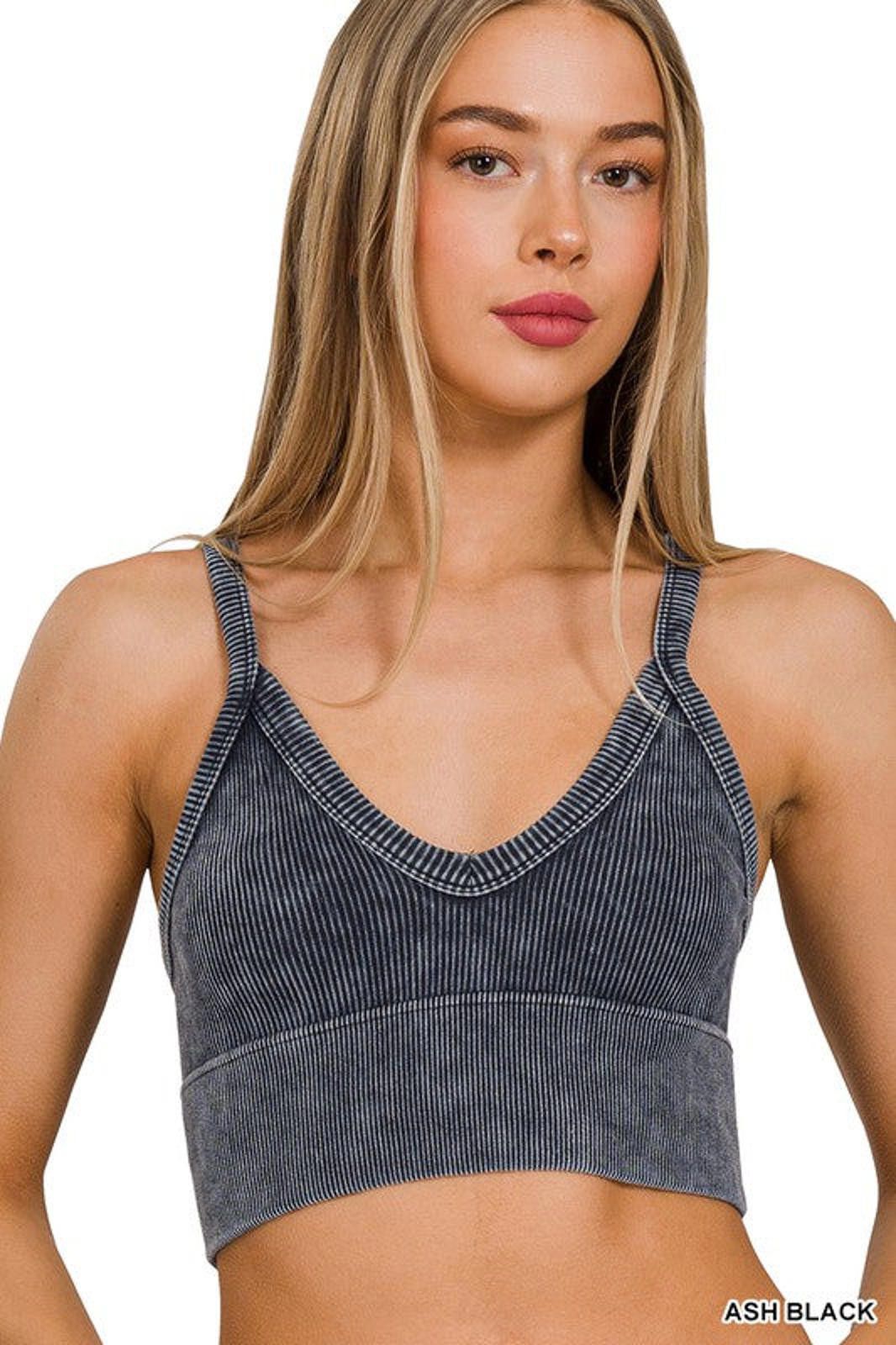 Other Washed Ribbed Seamless V-Neck Cropped Cami Zenana Size S / US 4 / IT 40 - 12 Thumbnail