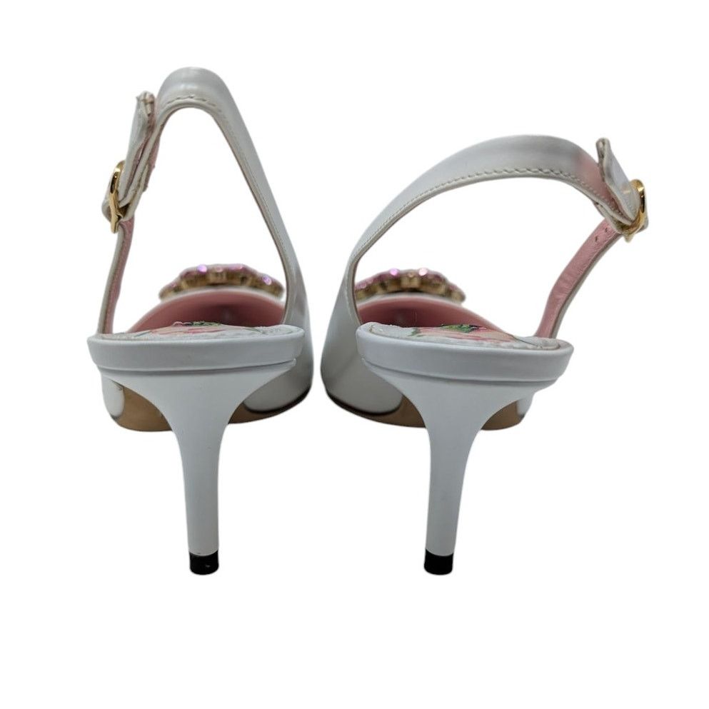 Dolce & Gabbana Dolce & Gabbana Jeweled Bellucci Floral Heels White Pink Size US 5 / IT 35 - 3 Thumbnail