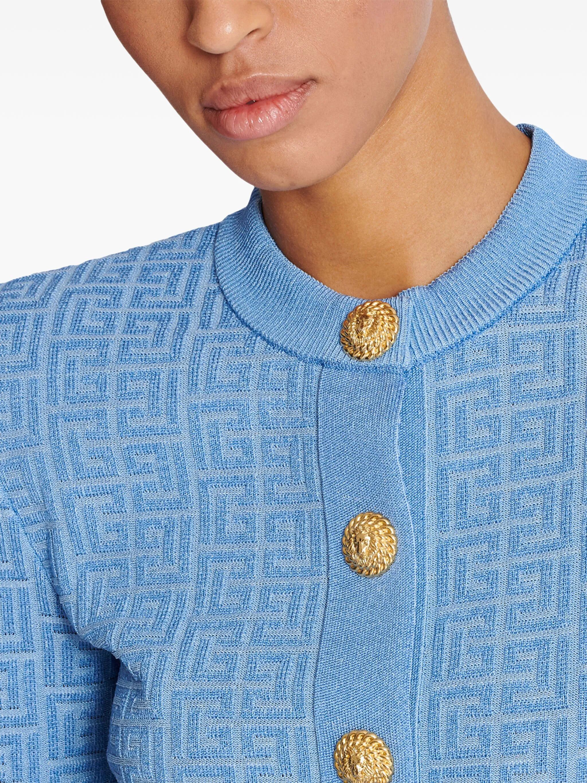 Balmain o1loc1c0526 PB Labyrinth Cardigan in Blue Size XXS / US 00 / IT 34 - 6 Thumbnail