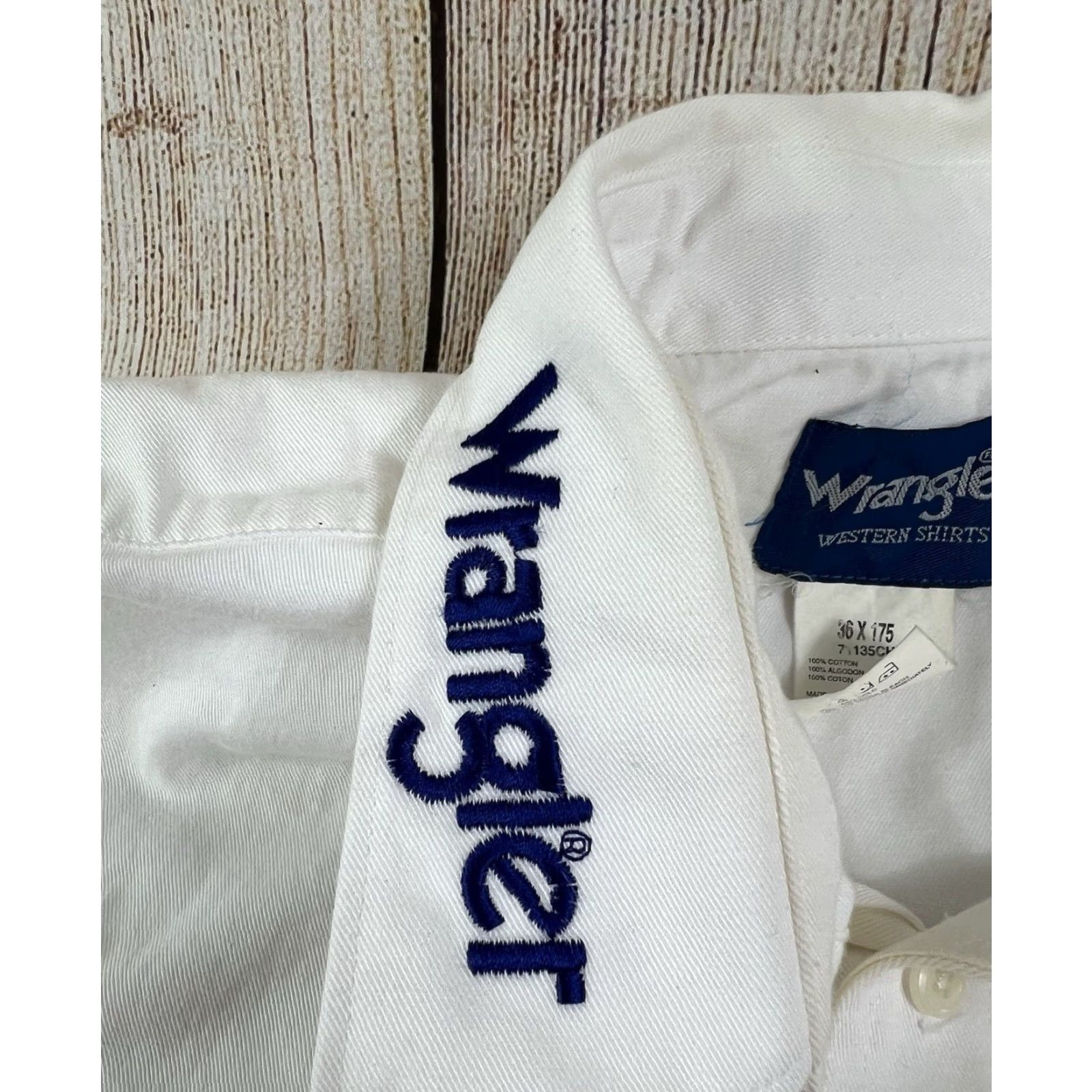 Wrangler VINTAGE Wrangler Western Button-Up Shirt Men 2XL White Solid Long Sleeve NFR 2002 Rodeo PRCA 36x175 Mens Size US XXL / EU 58 / 5 - 5 Thumbnail