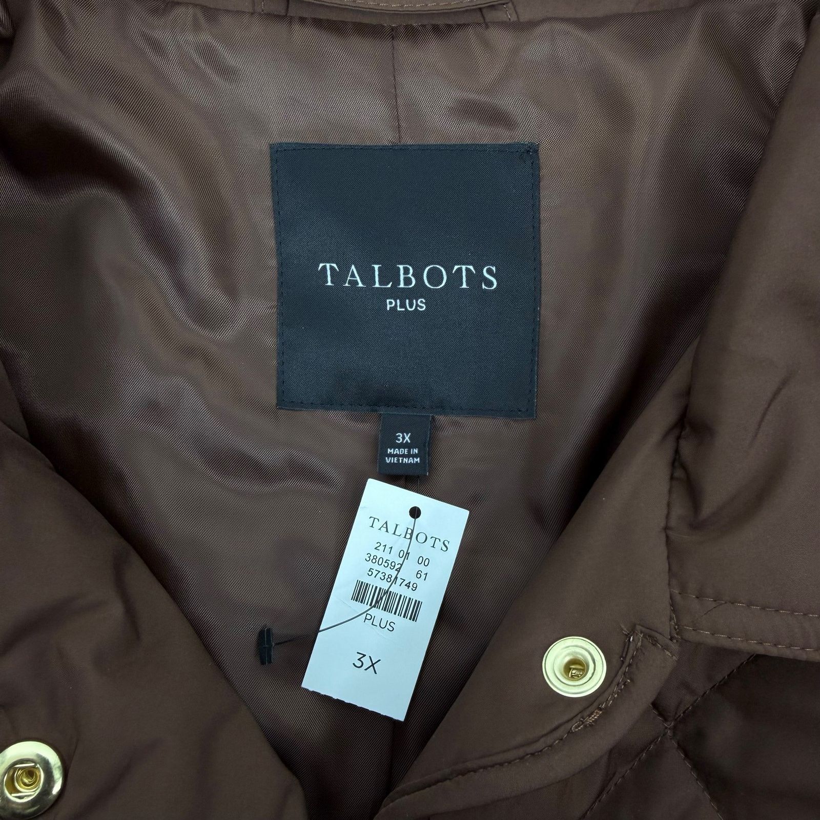 Other Talbots Belted Quilted Snap Button Shirt Jacket Brown 3X Size 3XL / US 20-22 - 12 Thumbnail