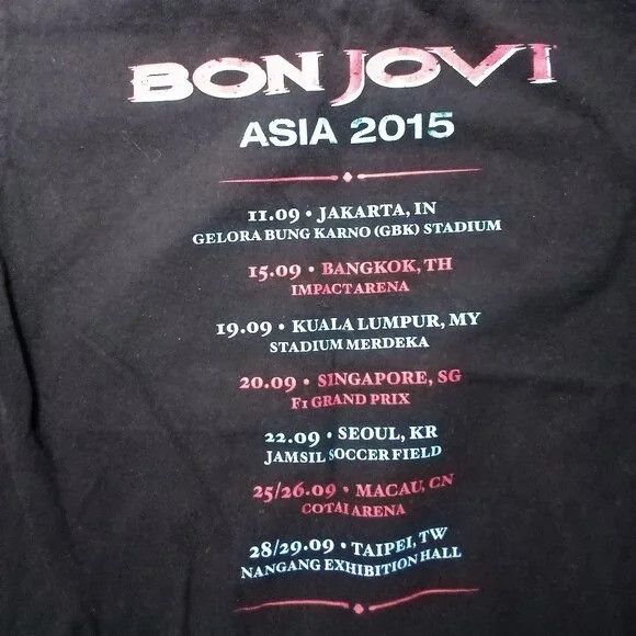 Band Tees Bon Jovi Asia Tour 2015 T-Shirt Size US M / EU 48-50 / 2 - 7 Thumbnail