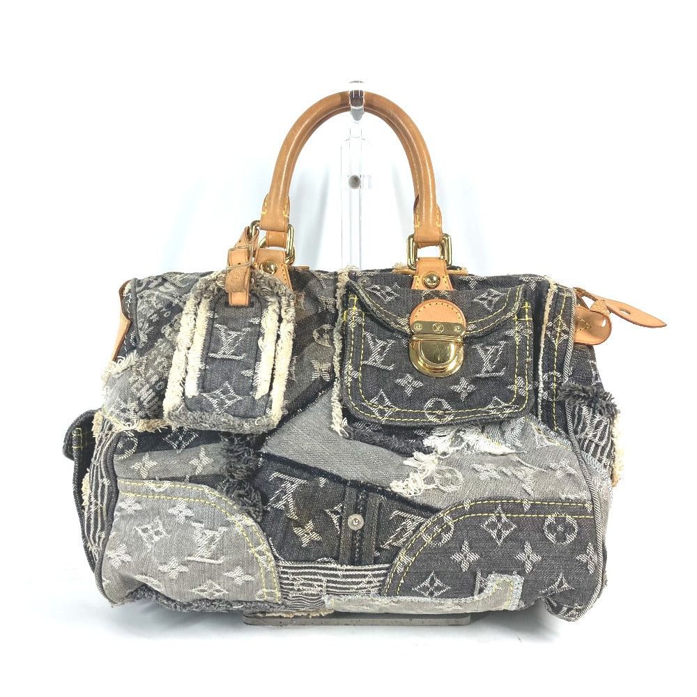 Louis Vuitton Louis Vuitton M95381 Monogram Denim Patchwork Speedy 30 Briefcase Handbag Boston Bag Unisex Black Size ONE SIZE - 1 Thumbnail