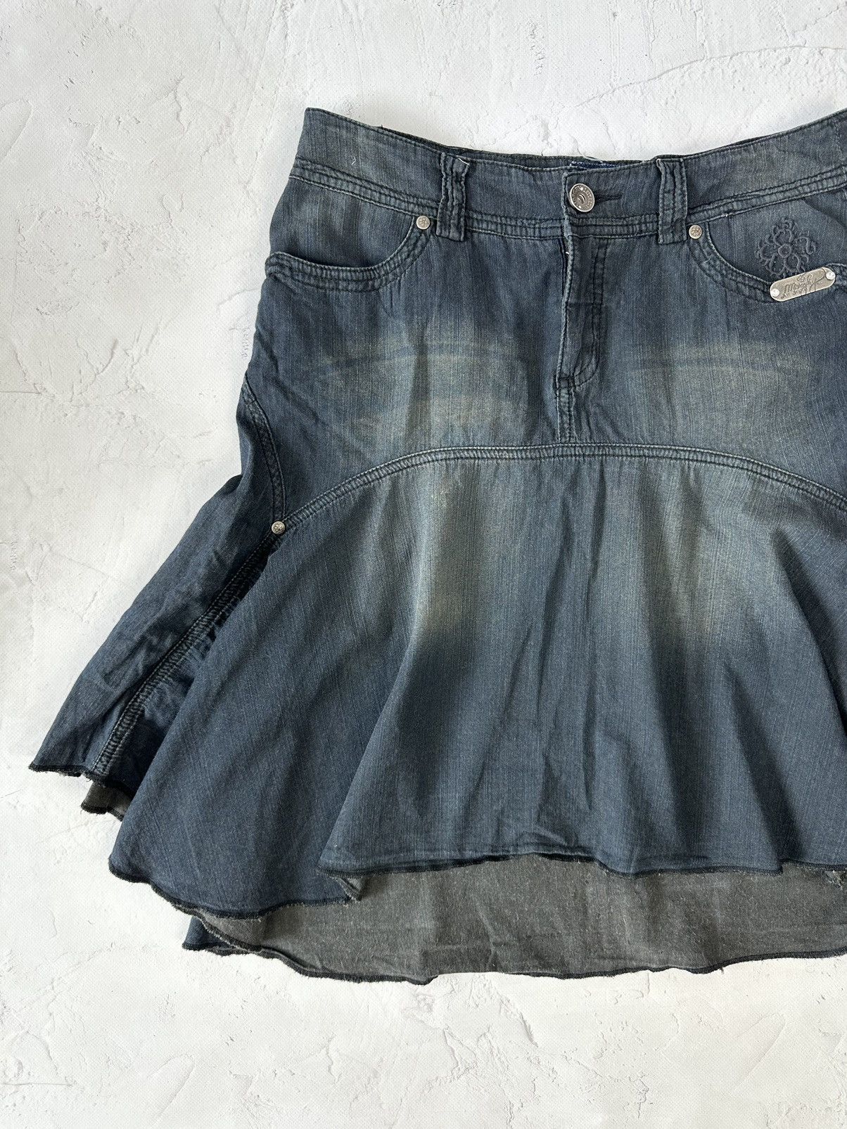 If Six Was Nine Vintage Flare Denim Skirt Size 28" / US 6 / IT 42 - 2 Thumbnail