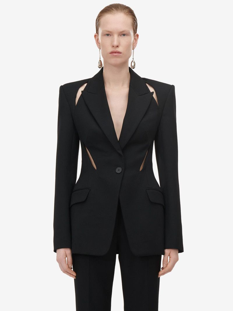 Alexander McQueen o1srvl11e0326 Slashed Single-Breasted Jacket in Black Size L / US 10 / IT 46 - 5 Thumbnail