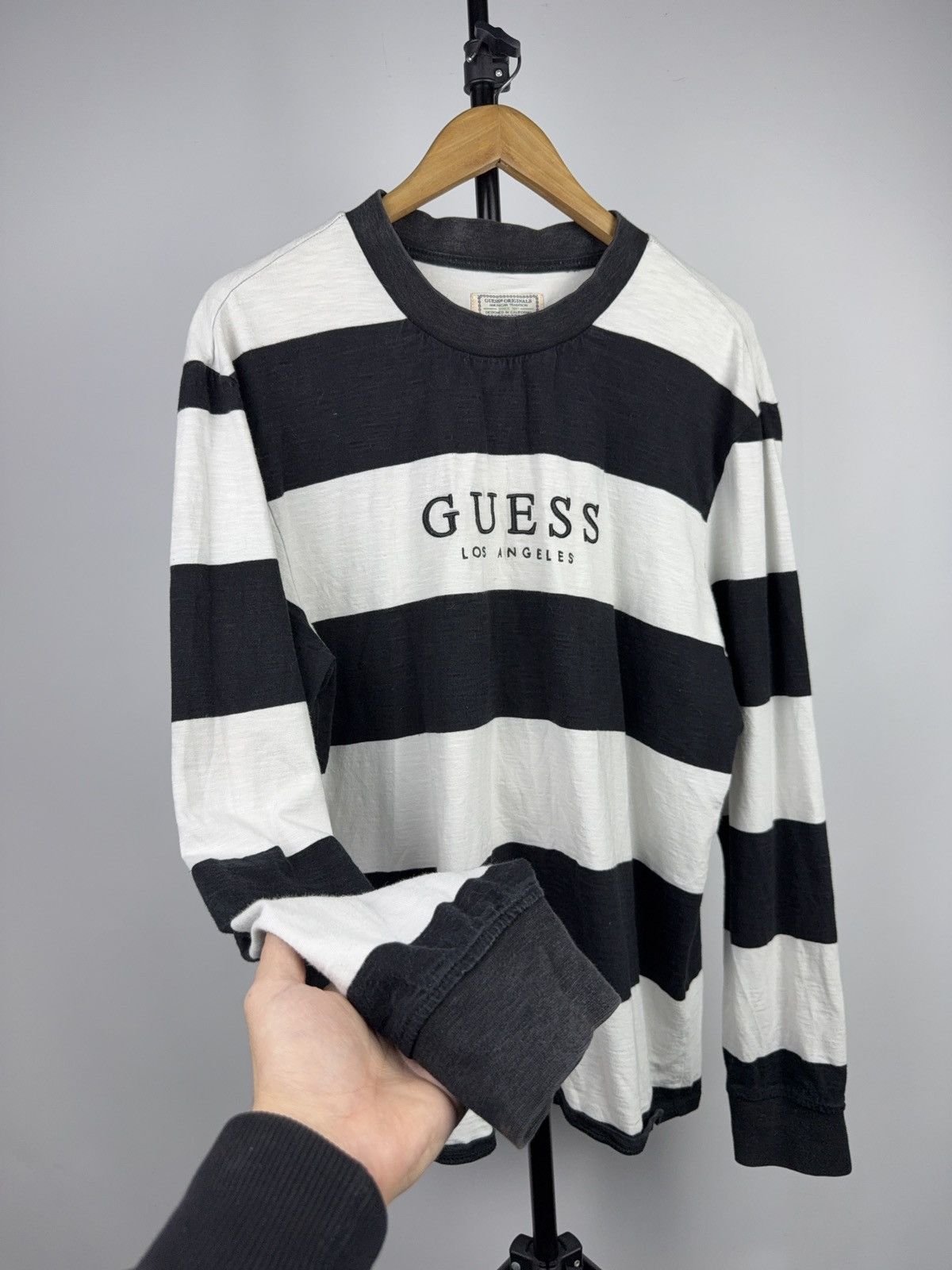 Guess Retro 90s Guess Originals Logo Striped Logo Long Sleeve Tee Size US L / EU 52-54 / 3 - 6 Thumbnail