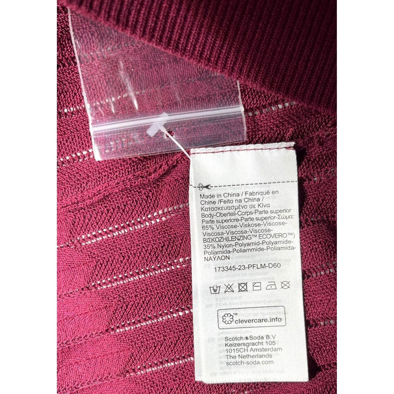 Scotch & Soda Scotch & Soda Women's Polo Shirt Wool Cable Knit Short Sleeve Pullover with Spread Collar Wine M Size M / US 6-8 / IT 42-44 - 6 Thumbnail
