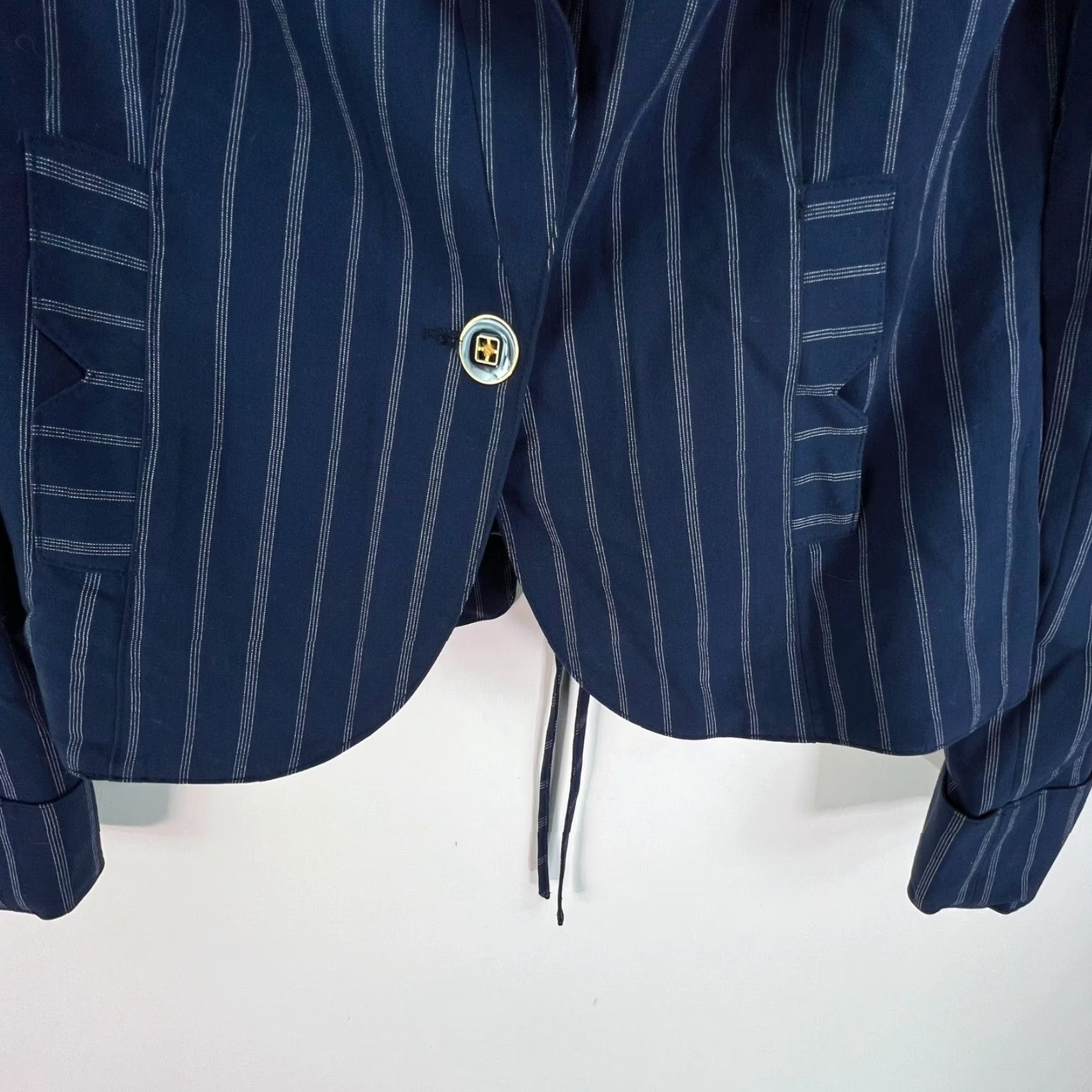 Vintage VINTAGE Arden B Striped Corset Single Breasted Blazer Womens XS Blue Size XS / US 0-2 / IT 36-38 - 3 Thumbnail