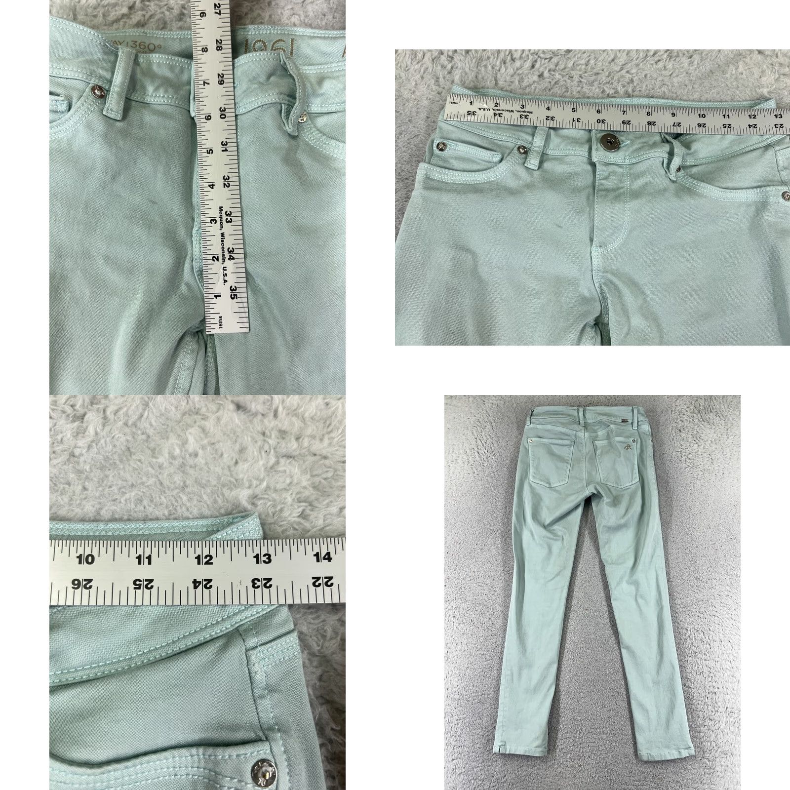 DL1961 DL1961 Jeans Womens 25 Green Denim Regular Skinny 5-Pocket Logo Zipper Button Distressed City Vintage? Size 42" / US 20 - 9 Thumbnail