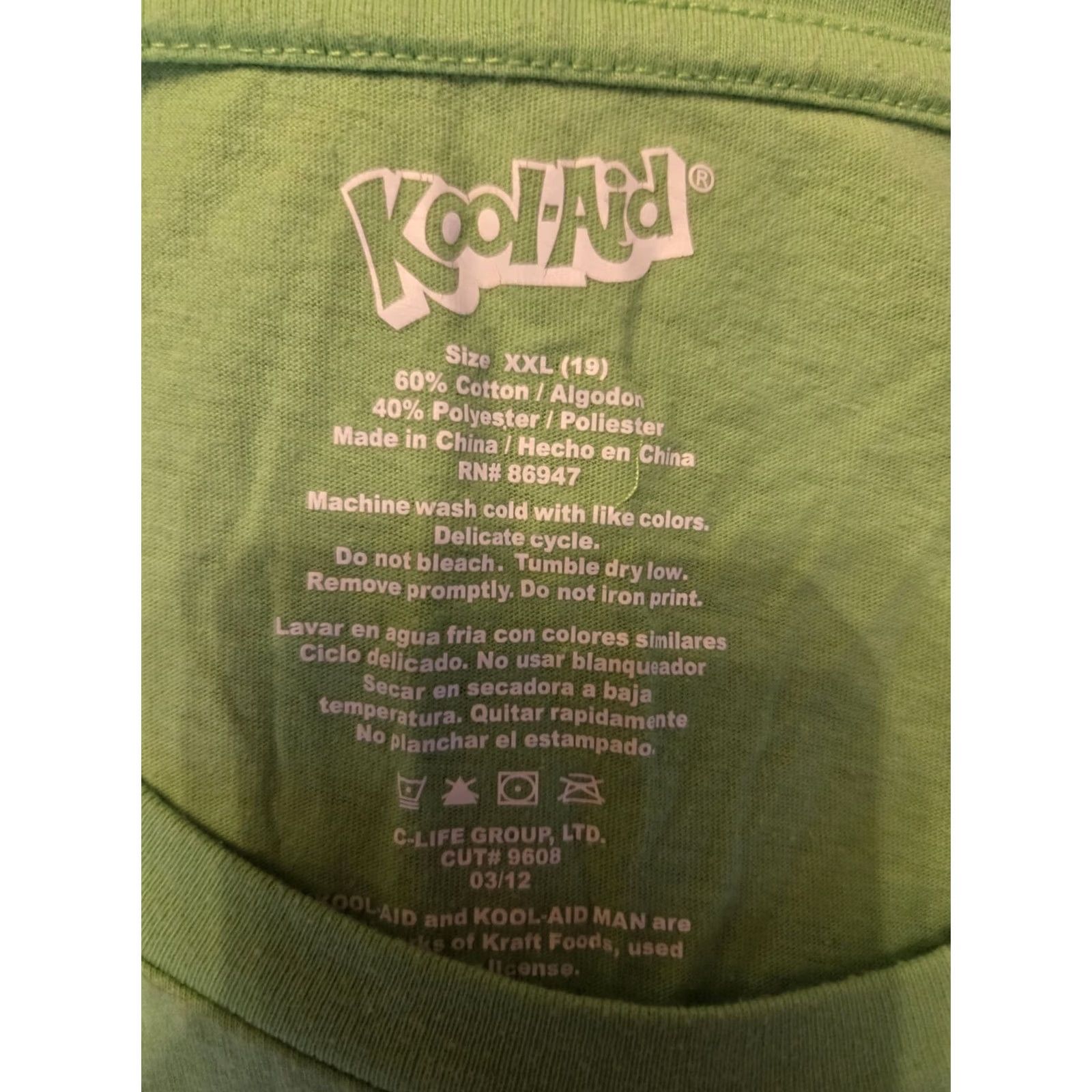 Vintage Kool-Aid T-Shirt Womens Junior's Light Green Drink Crew Neck Short Sleeve 2XL Cap Sleeve Solid 60% Cotton 40% Polyester Size XXL / US 16-18 / IT 52-54 - 2 Thumbnail