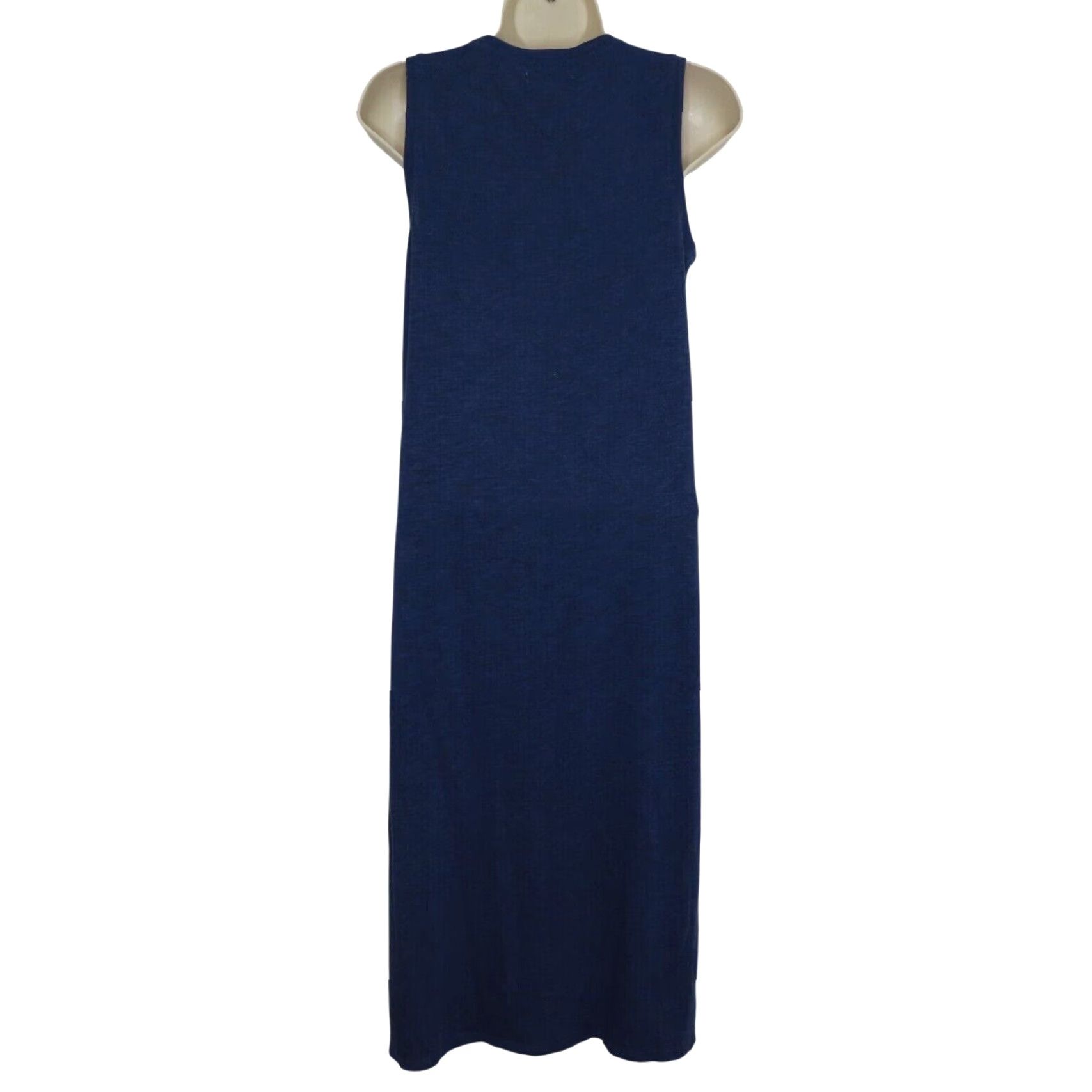 Madewell Madewell Jersey Tank Dress S Blue Sleeveless Scoop Neck Side Slits Marled Cotton Blend Jersey Casual Women Size S / US 4 / IT 40 - 4 Thumbnail