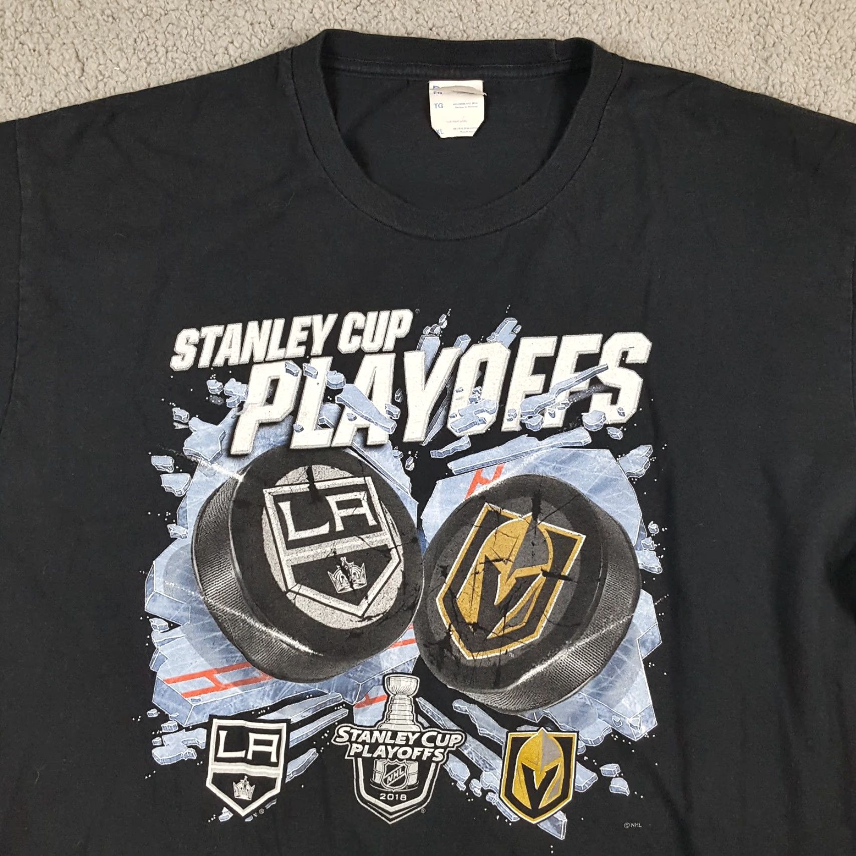 NFL VINTAGE NFL T-Shirt 2018 Stanley Cup Playoffs Vegas Golden Knights Black XL Mens Size US XL / EU 56 / 4 - 2 Thumbnail