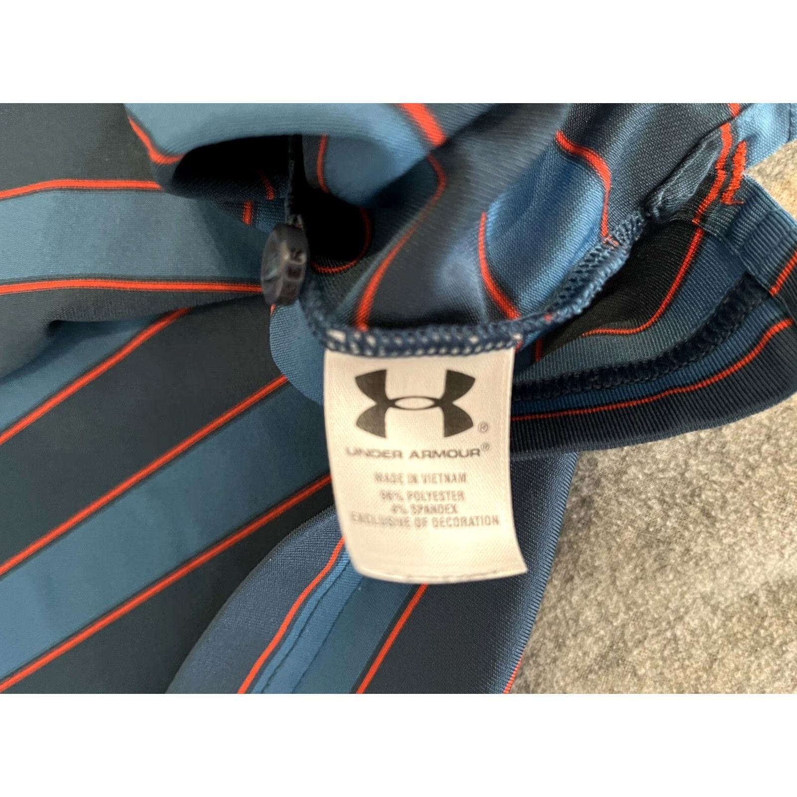 Under Armour Under Armour Polo Shirt Striped Kiahuna Golf Club Multicolor Blue Orange Gray XL Mens Regular Short Sleeve Collared Golf HeatGear Size US XL / EU 56 / 4 - 5 Thumbnail