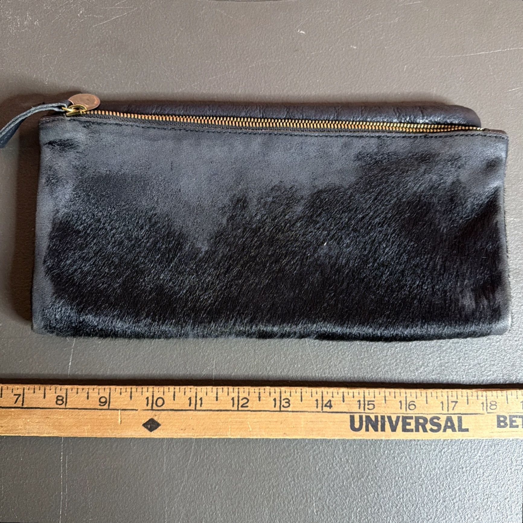 Vintage Clare V Vivier Leather Handbag Foldover Clutch Pouch Black Two Tone Gold Hardware Zip Bag Womens Purse Modern Envelope Clutch 11x3/8 in Medium Size ONE SIZE - 2 Thumbnail