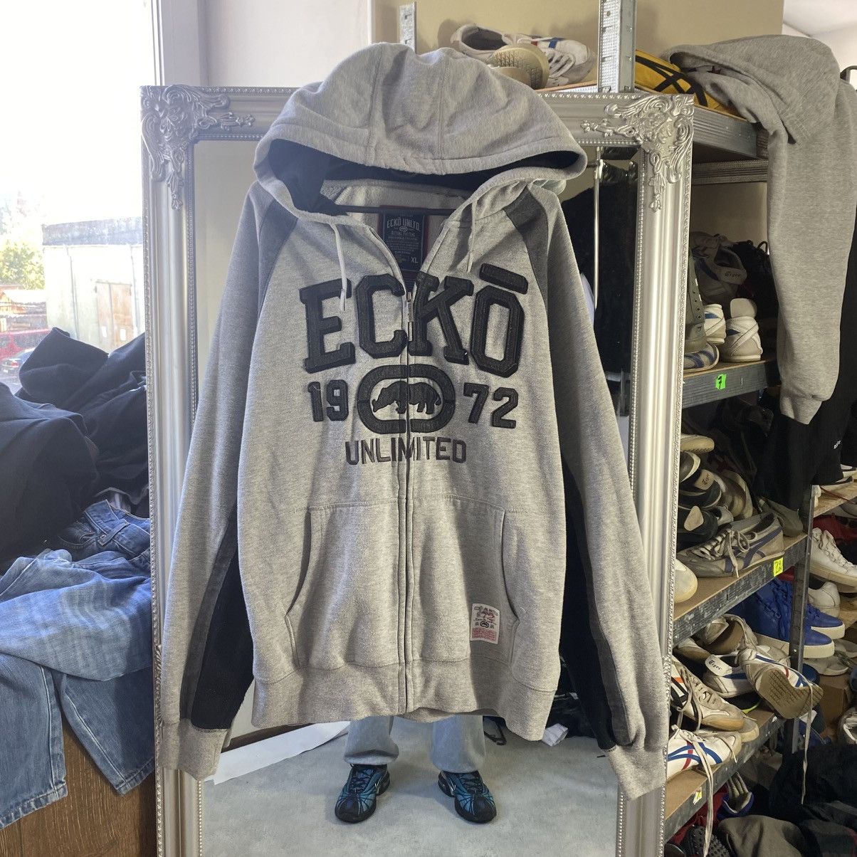 Vintage grey Ecko zip hoodie